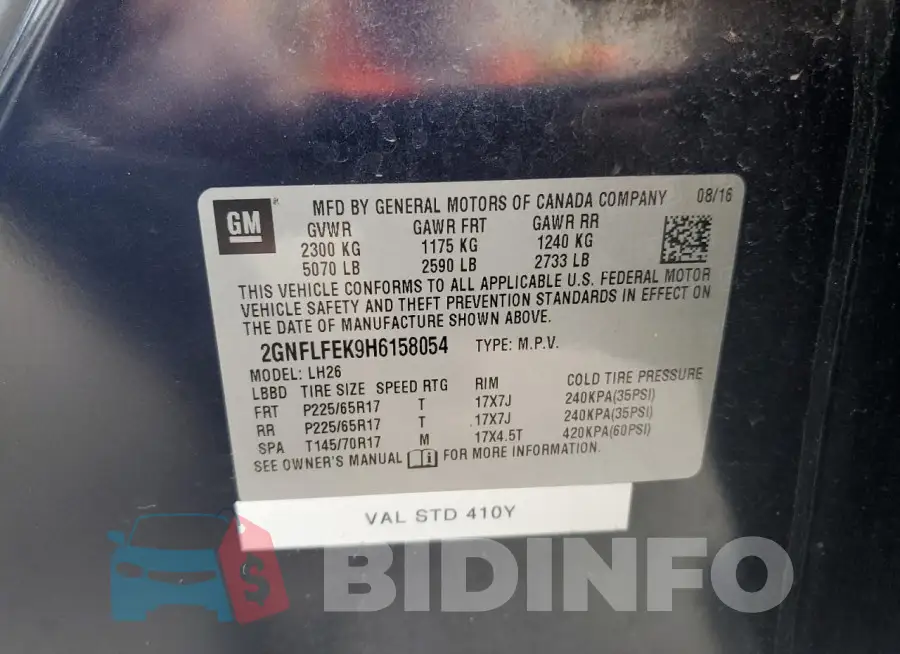 2GNFLFEK9H6158054 Photo# 13