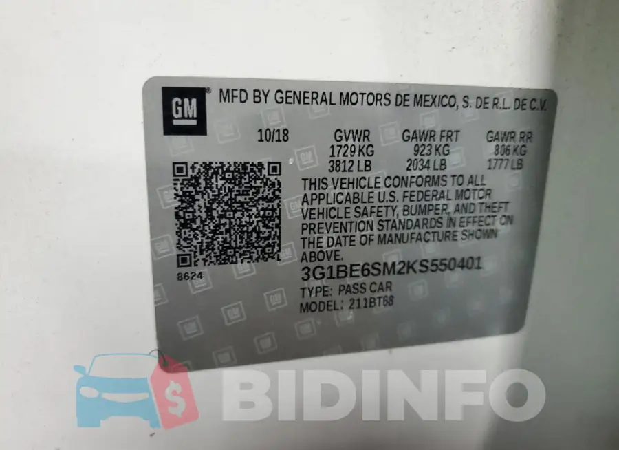 3G1BE6SM2KS550401 Photo# 13