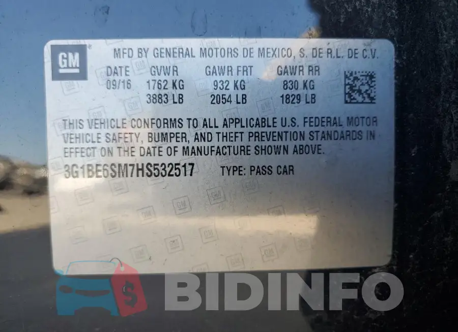 3G1BE6SM7HS532517 Photo# 13