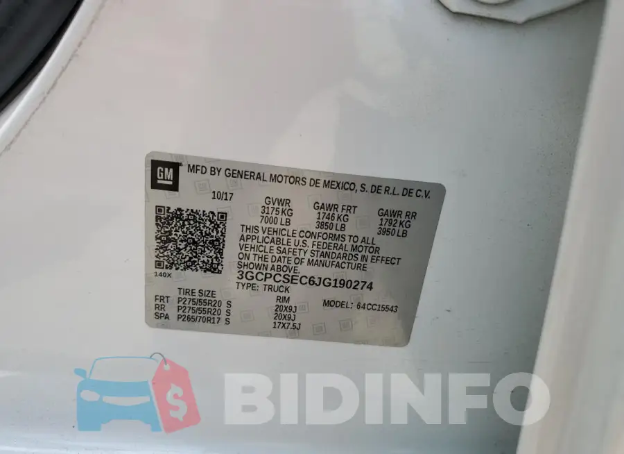 3GCPCSEC6JG190274 Photo# 12