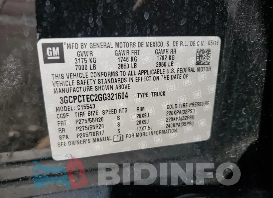 3GCPCTEC2GG321604 Photo# 12