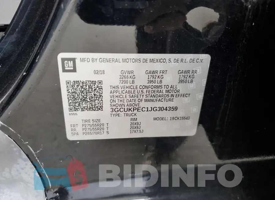 3GCUKPEC1JG304359 Photo# 12