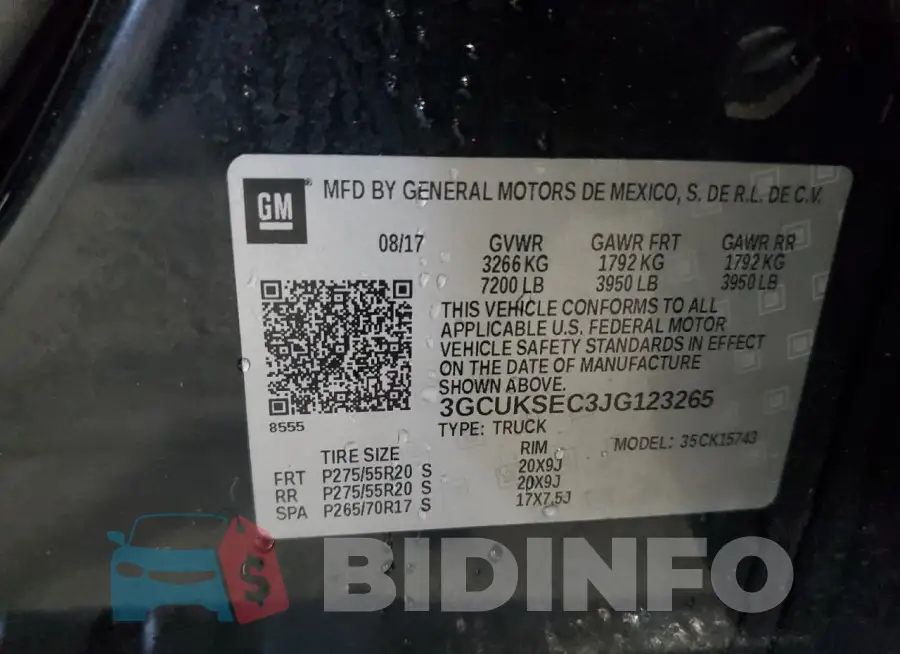 3GCUKSEC3JG123265 Photo# 12