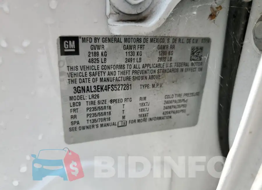 3GNAL3EK4FS527281 Photo# 13