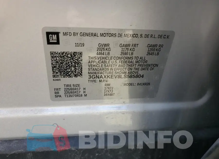 3GNAXKEV8LS585804 Photo# 13