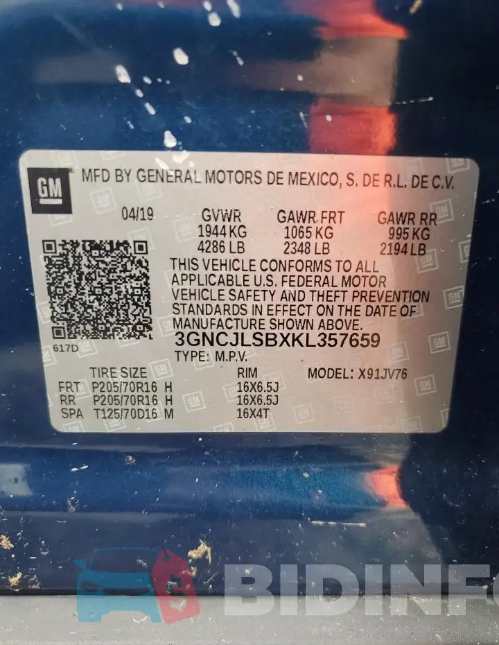 3GNCJLSBXKL357659 Photo# 13