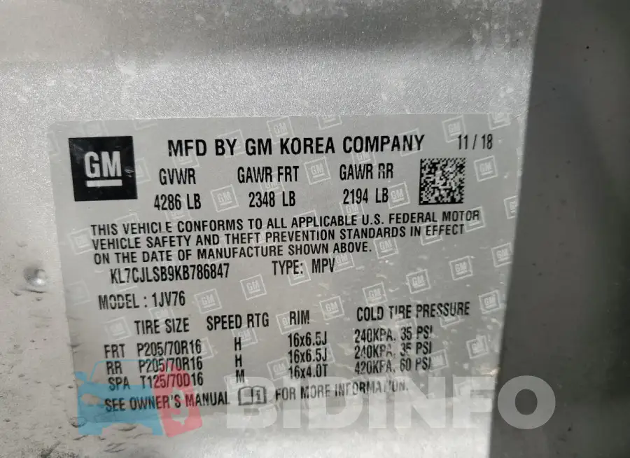 KL7CJLSB9KB786847 Photo# 13