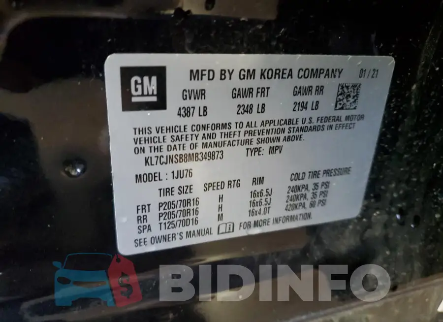 KL7CJNSB8MB349873 Photo# 12
