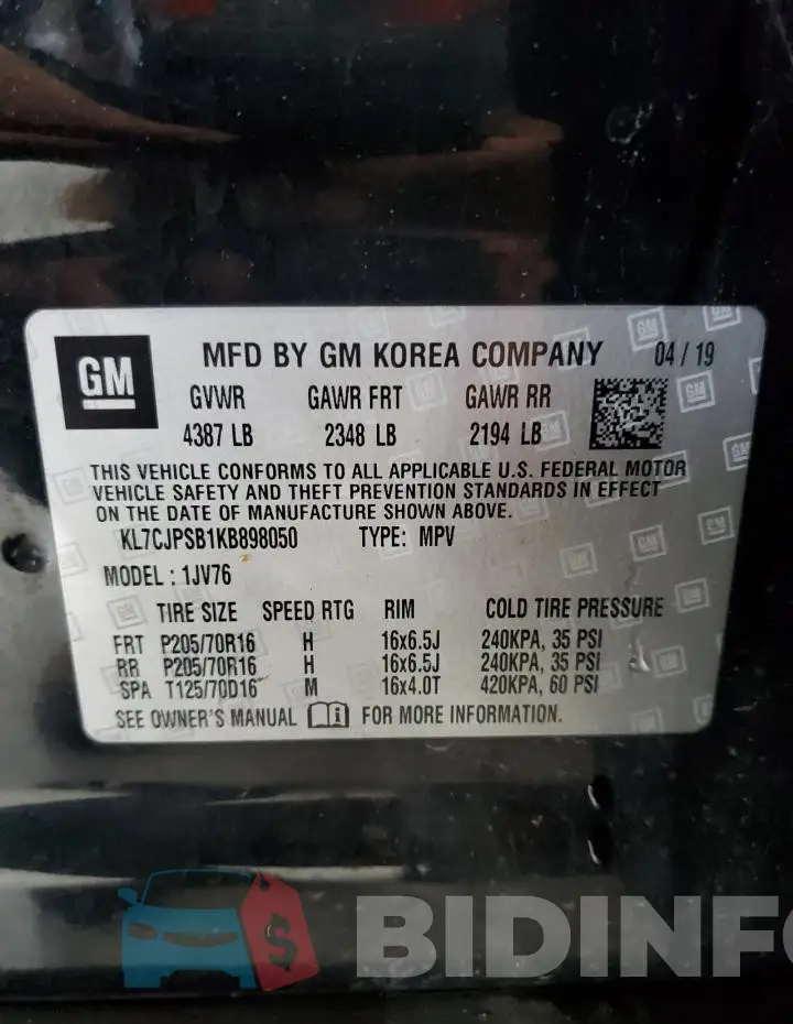 KL7CJPSB1KB898050 Photo# 14