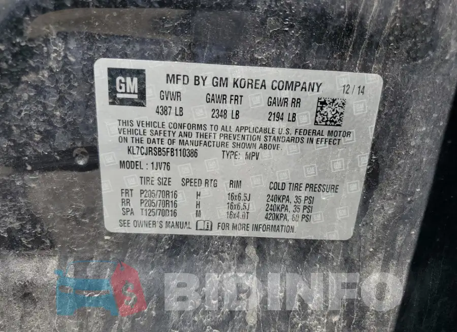 KL7CJRSB5FB110386 Photo# 12