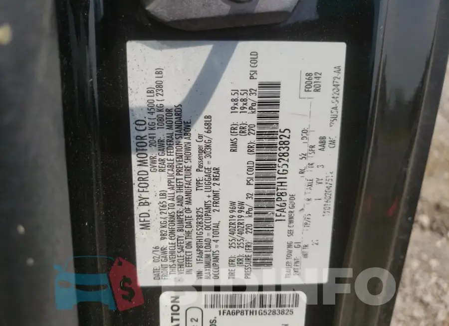 1FA6P8TH1G5283825 Photo# 12