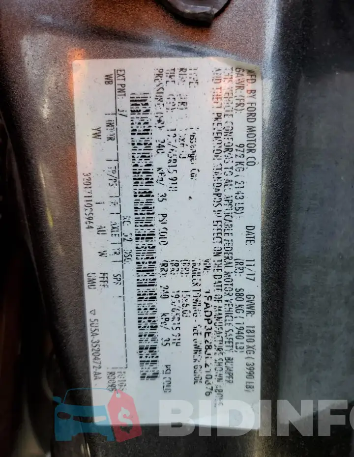 1FADP3E28JL210876 Photo# 12