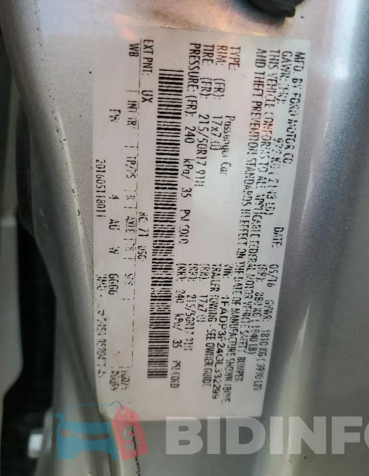1FADP3F24GL332299 Photo# 12