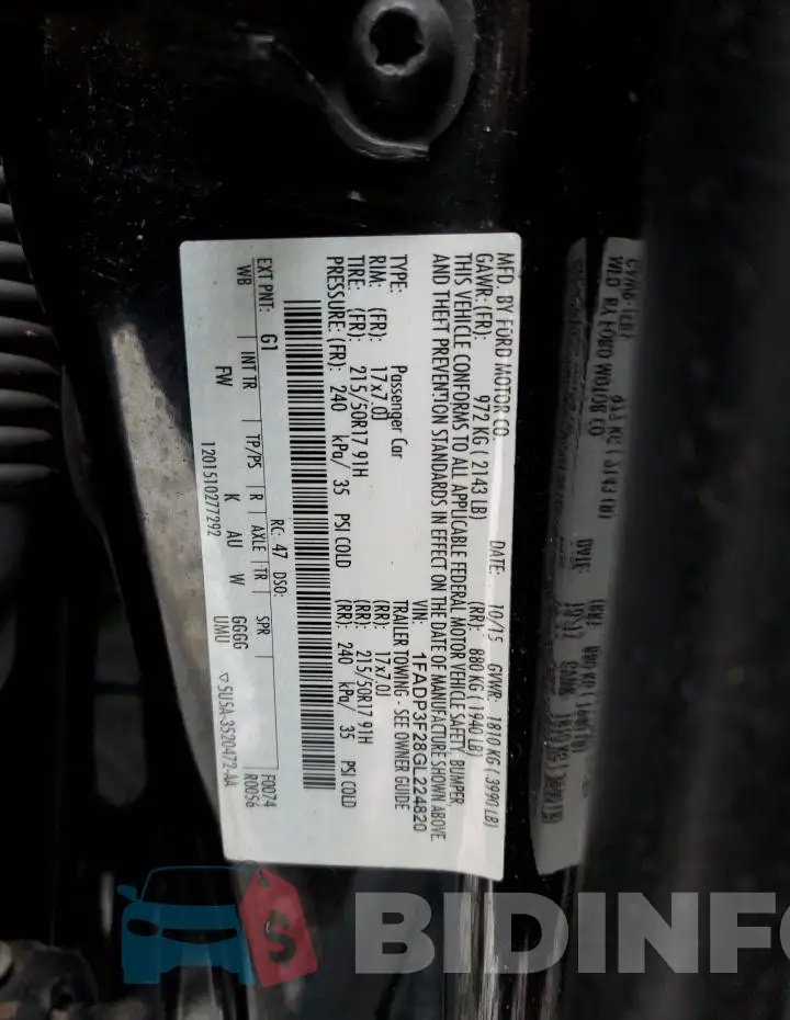 1FADP3F28GL224820 Photo# 12
