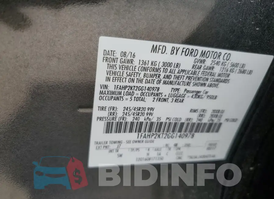 1FAHP2KT2GG140978 Photo# 12