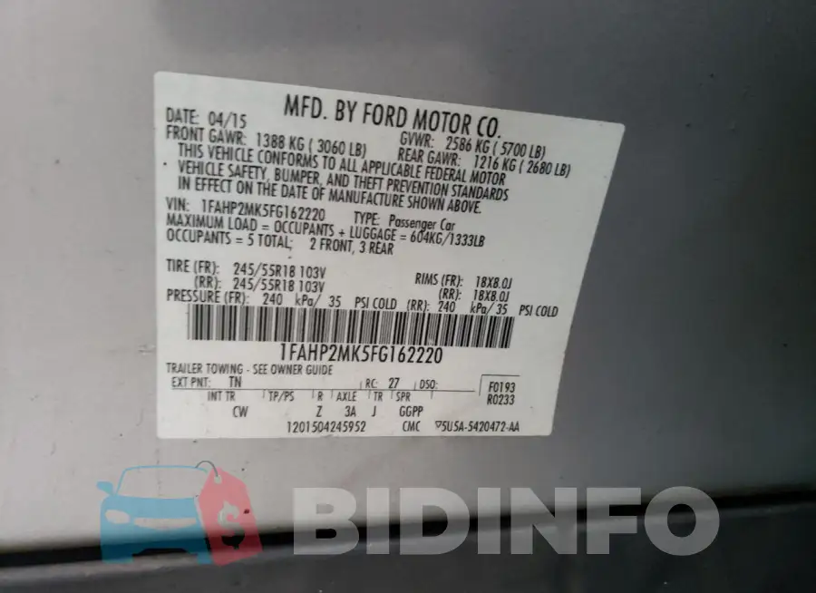 1FAHP2MK5FG162220 Photo# 12