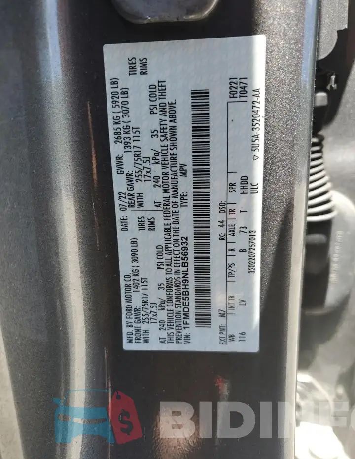 1FMDE5BH9NLB56932 Photo# 12