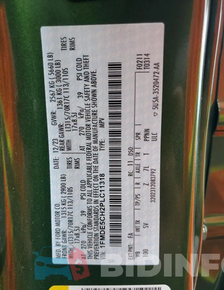 1FMDE5CH2PLC11318 Photo# 13