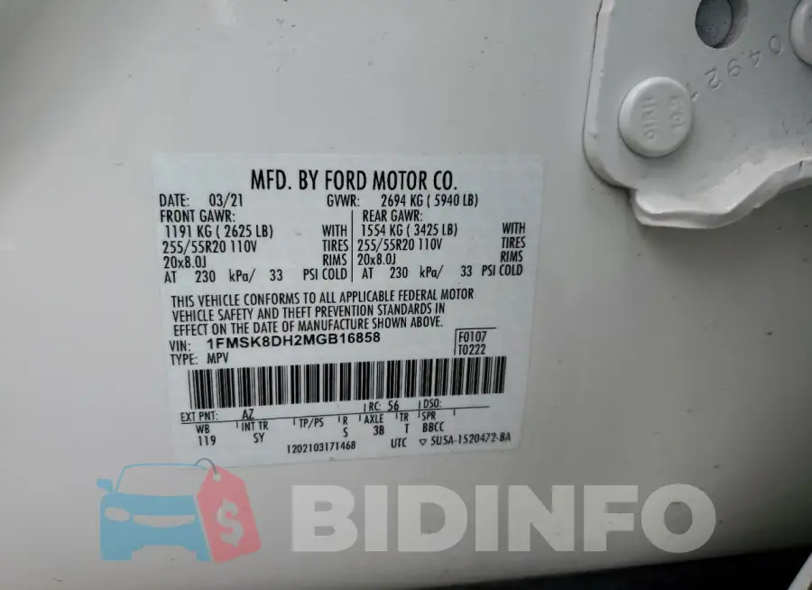 1FMSK8DH2MGB16858 Photo# 13