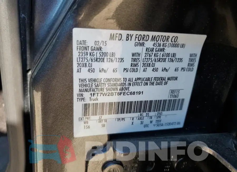 1FT7W2BT6FEC68191 Photo# 12