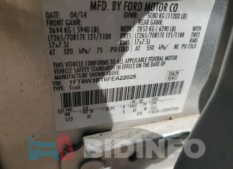 1FT8W3BT6FEA22025 Photo# 12