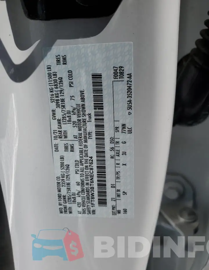 1FT8W3BT6NEC87624 Photo# 12