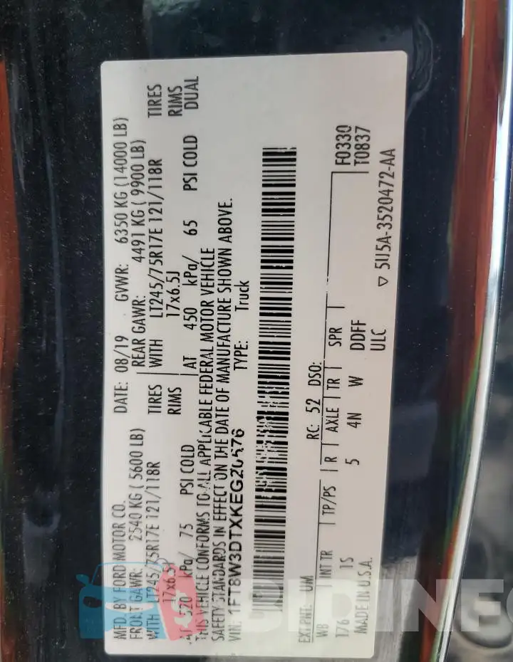 1FT8W3DTXKEG20576 Photo# 12