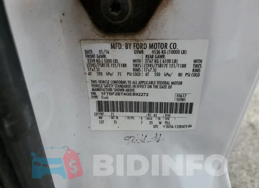 1FTBF2BT4GEB92272 Photo# 12