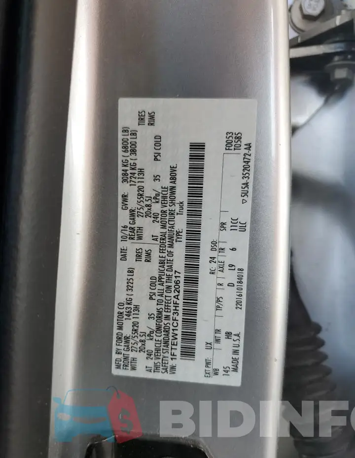 1FTEW1CF3HFA20617 Photo# 12