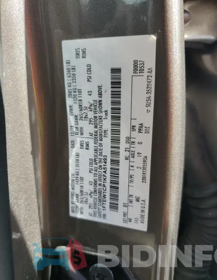 1FTEW1CP1KFA51493 Photo# 12