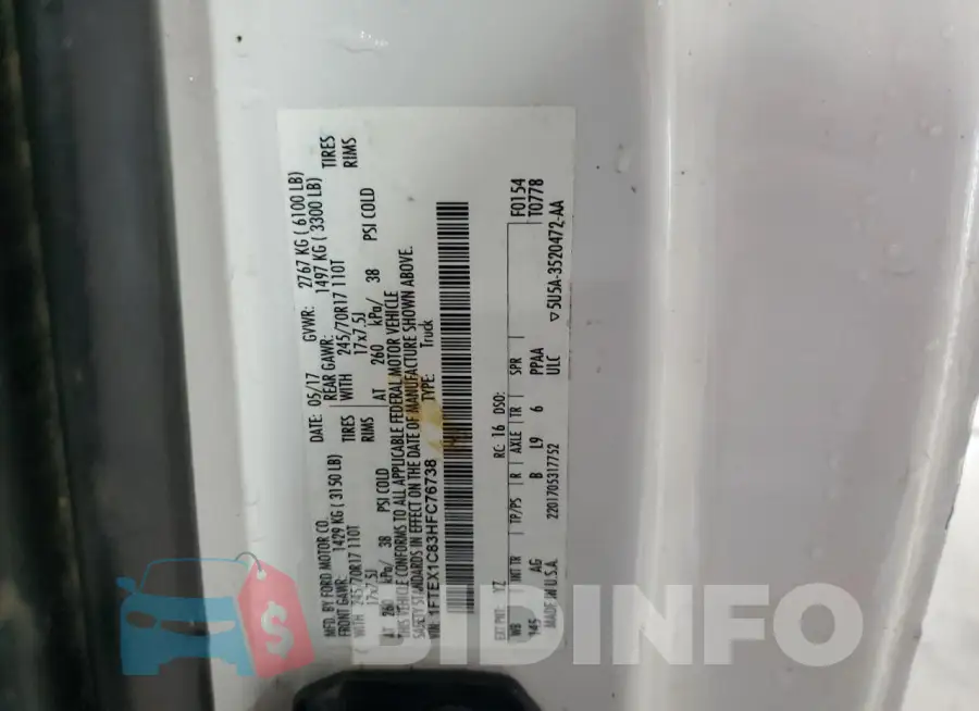 1FTEX1C83HFC76738 Photo# 12