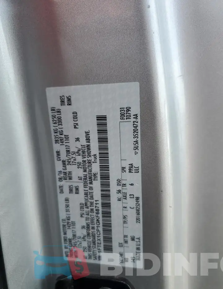 1FTEX1CP1GKF68711 Photo# 12