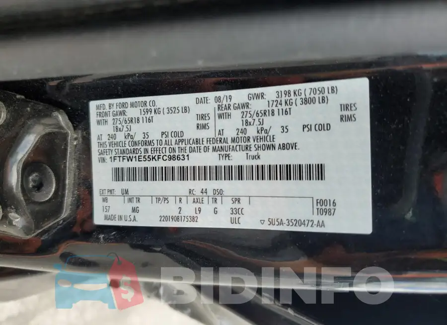1FTFW1E55KFC98631 Photo# 12
