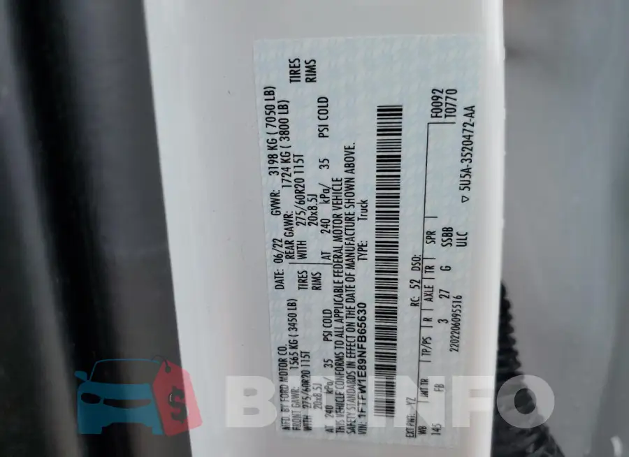 1FTFW1E89NFB65630 Photo# 12