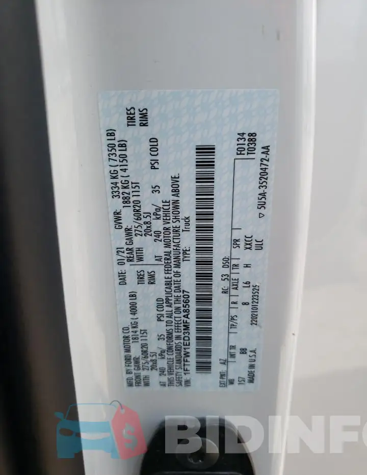 1FTFW1ED3MFA85607 Photo# 13