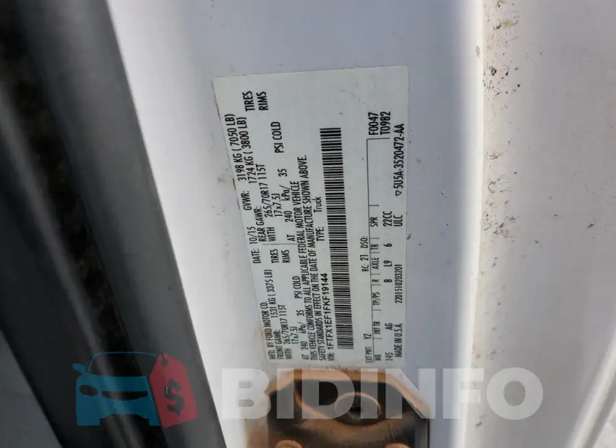 1FTFX1EF1FKF19144 Photo# 12