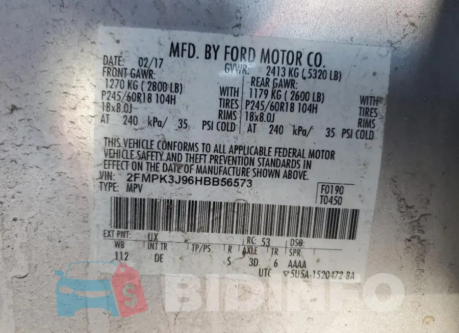 2FMPK3J96HBB56573 Photo# 13