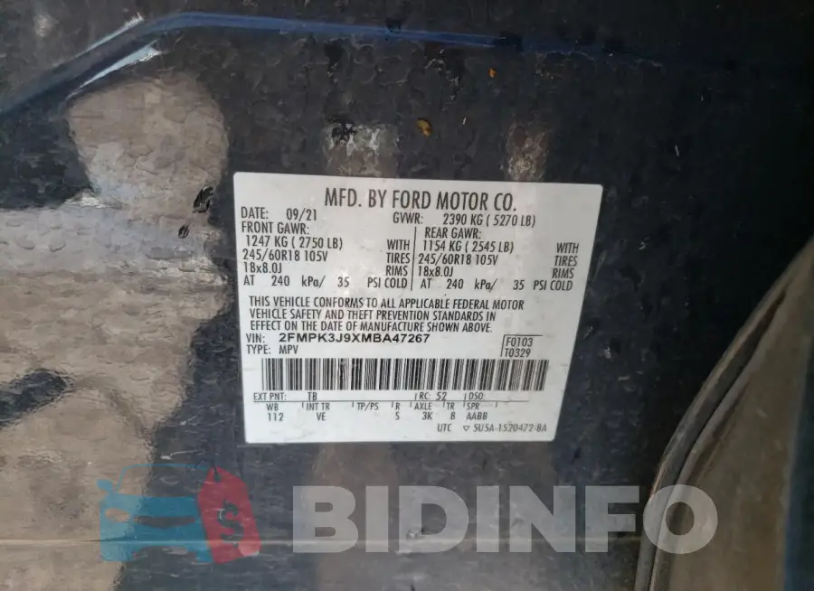 2FMPK3J9XMBA47267 Photo# 13