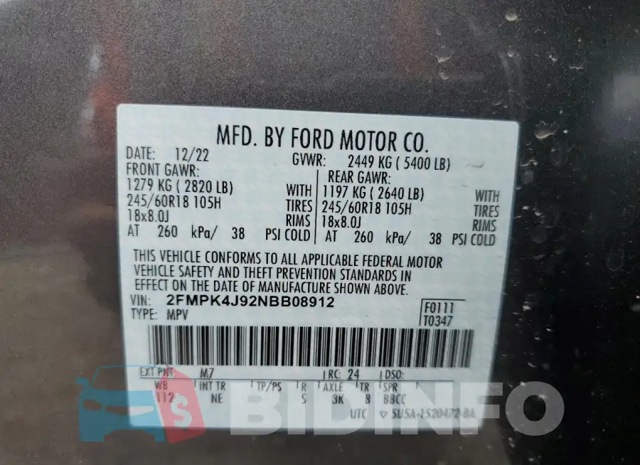 2FMPK4J92NBB08912 Photo# 13