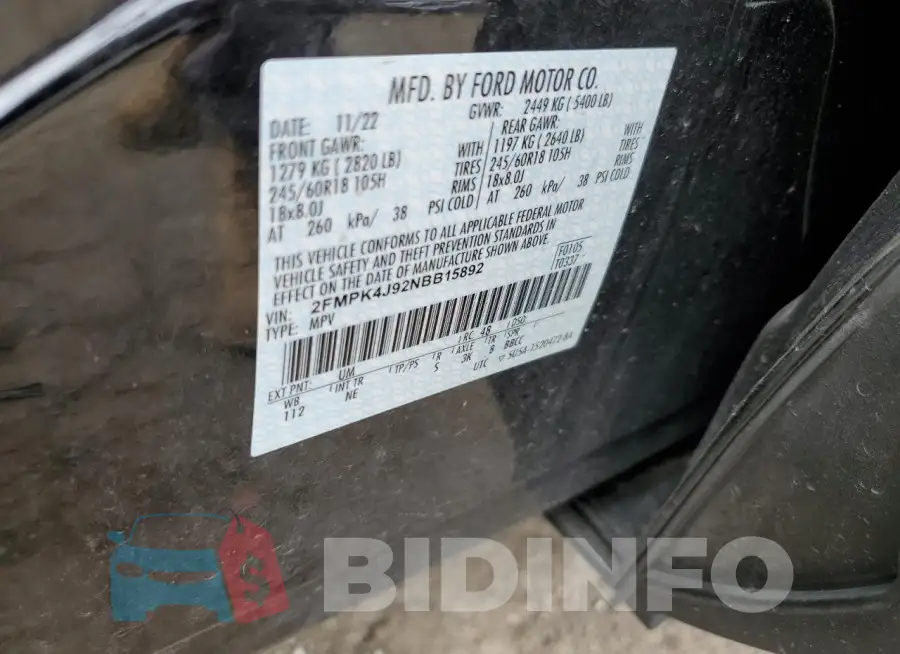 2FMPK4J92NBB15892 Photo# 14