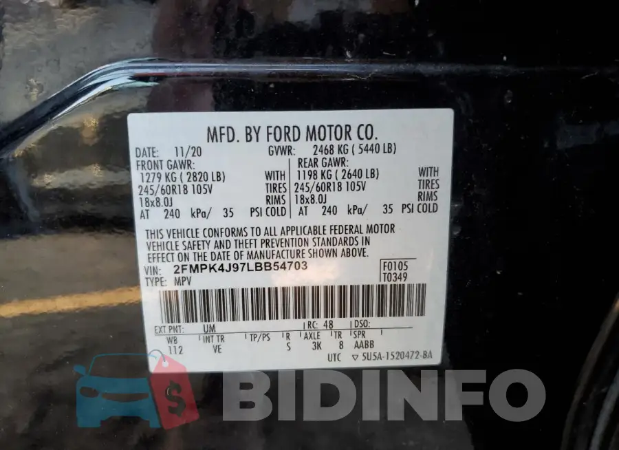 2FMPK4J97LBB54703 Photo# 12