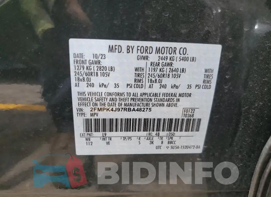 2FMPK4J97RBA48275 Photo# 14