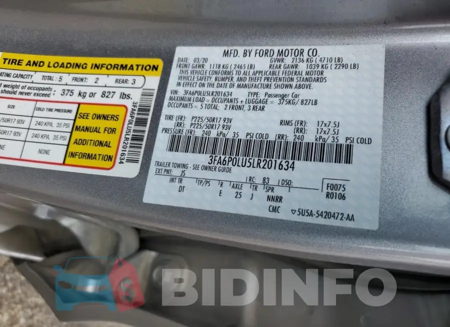 3FA6P0LU5LR201634 Photo# 12