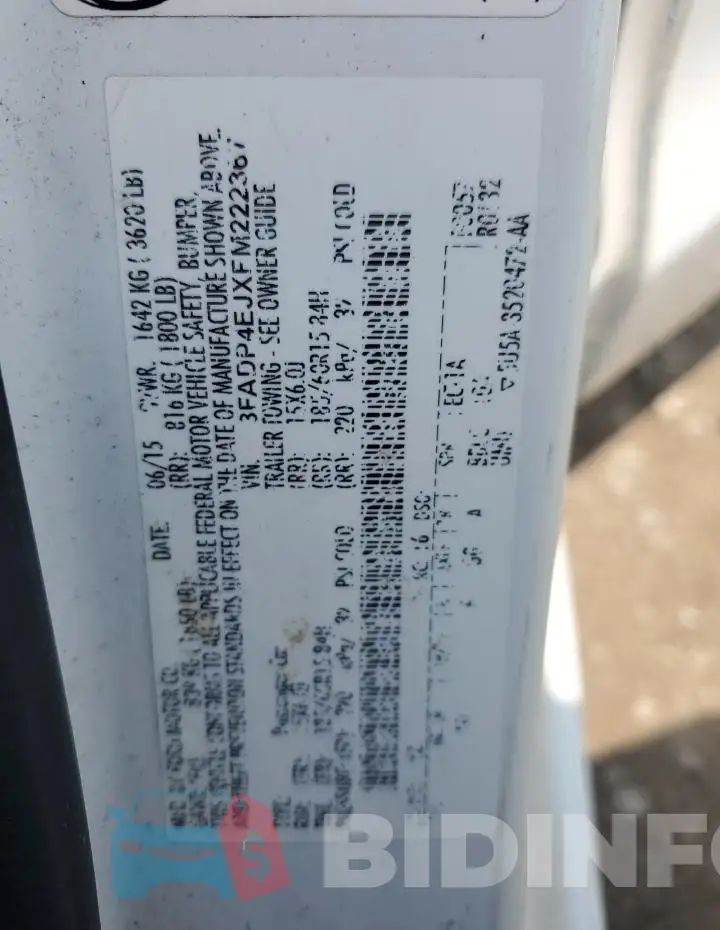 3FADP4EJXFM222367 Photo# 12