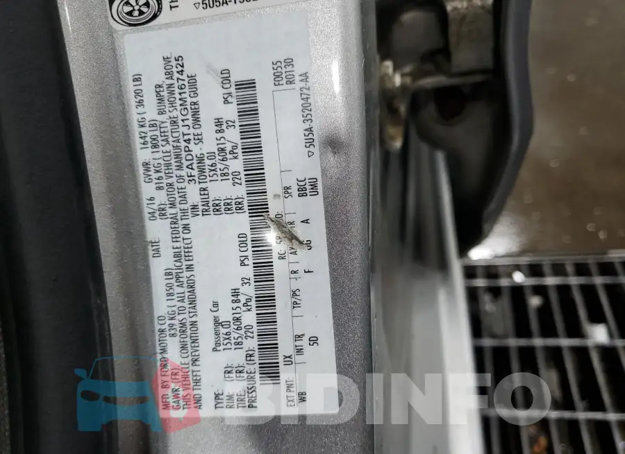 3FADP4TJ1GM167425 Photo# 13