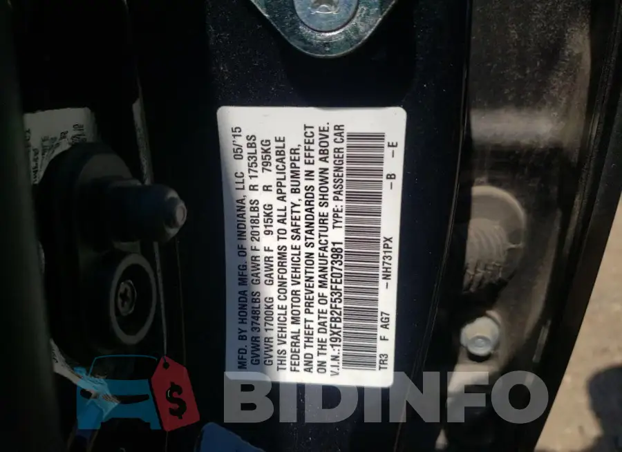 19XFB2F53FE073981 Photo# 12