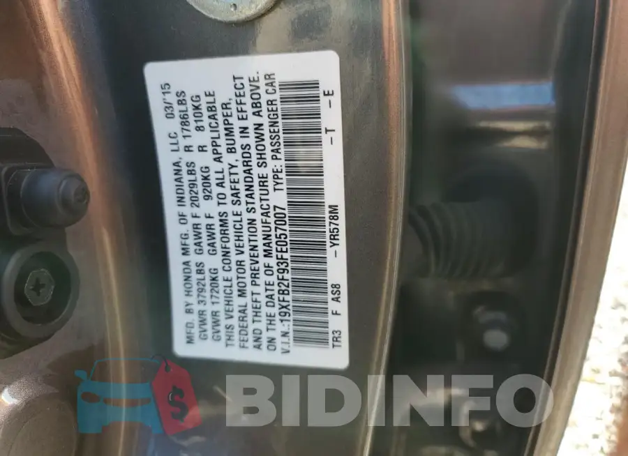 19XFB2F93FE057007 Photo# 12