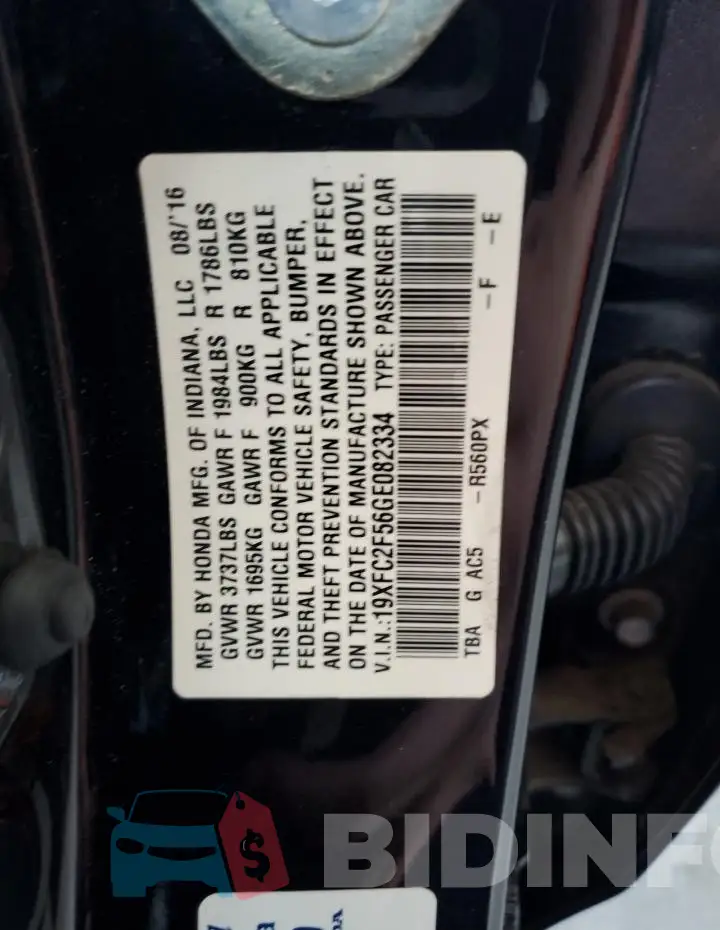 19XFC2F56GE082334 Photo# 12