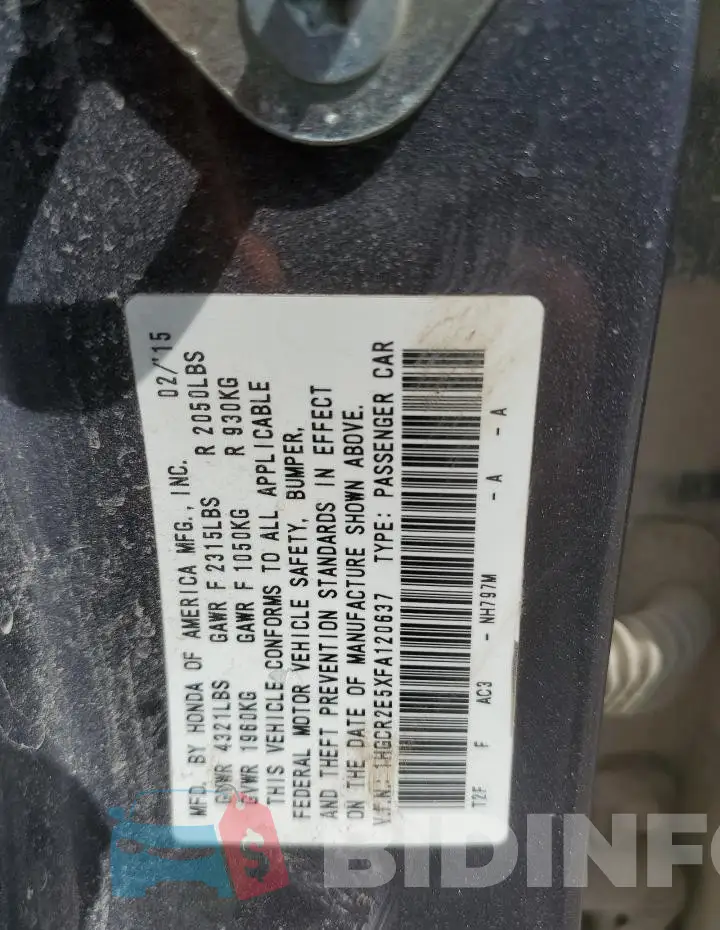 1HGCR2E5XFA120637 Photo# 12