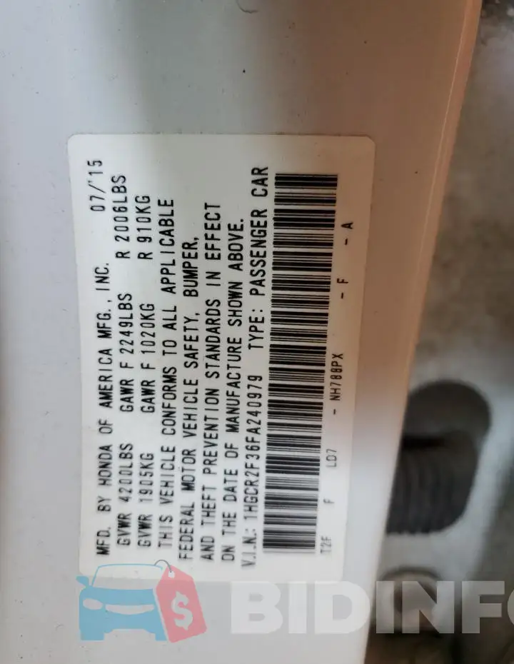 1HGCR2F36FA240979 Photo# 13
